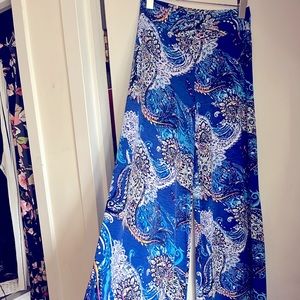 Boho Print Wide Leg Pants - Stretch